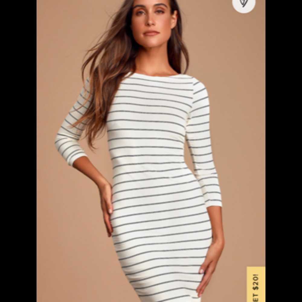 Lulu's ribbed black & white striped bodycon dress